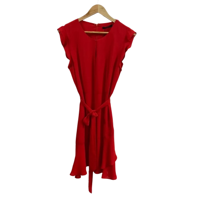 Portmans Womens  Size 12 Flutter Sleeve Mini Dress Rich Red 