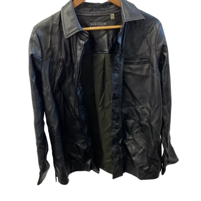  Mens  Size M Leather Jacket Black  / Green 