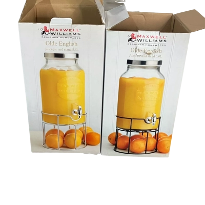 Old English juice jar and stand x2