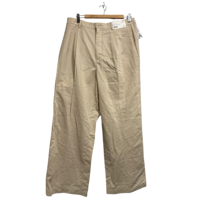 Uniqlo Womens, Size L, waist 30-31 inch, beige linen blend tucked wide pants