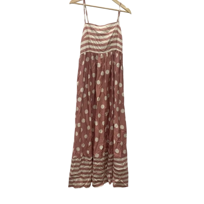  Wit The Label Womens  Size 12 Midi Dress Pink  / Polka Dot / White 