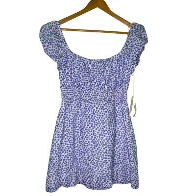 Lulu & Rose Womens  Size M Mini Dress Blue / Floral / White 