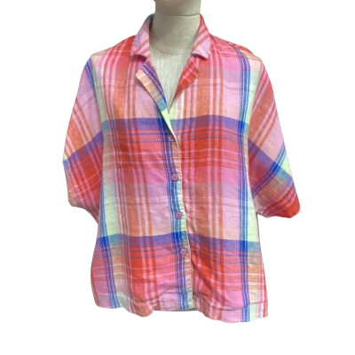 Gorman Size 10 Short Sleeve Shirt Blue / Checked / Pink  / Red 