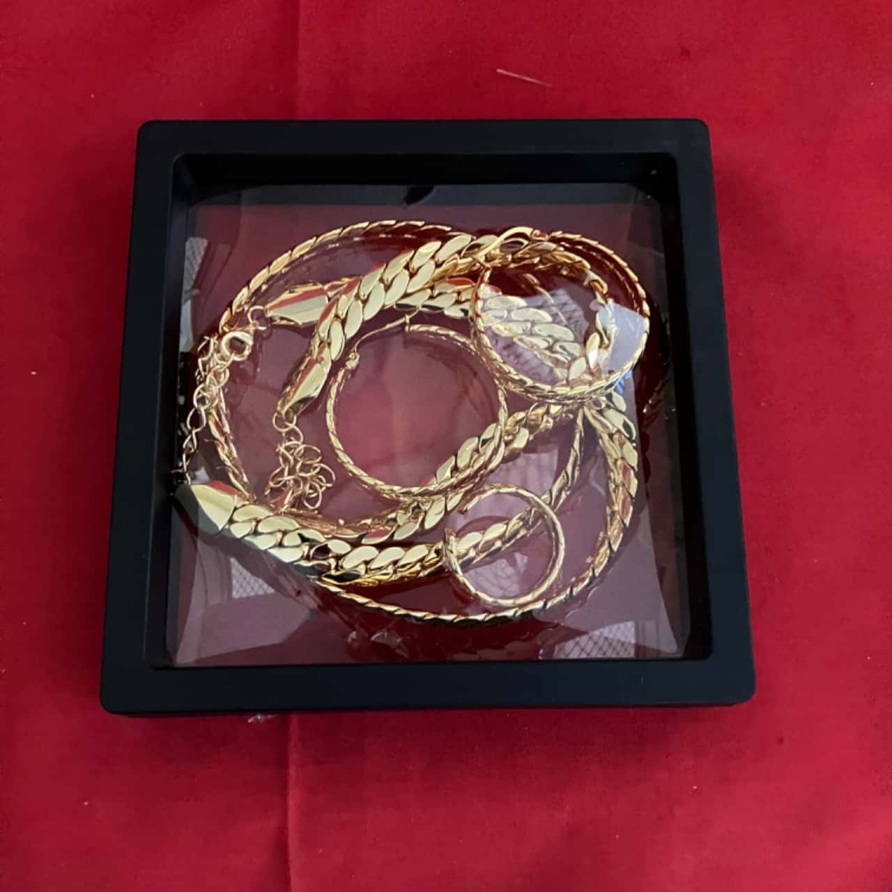 Women’s Gold Jewelry Set with Earrings & Necklace