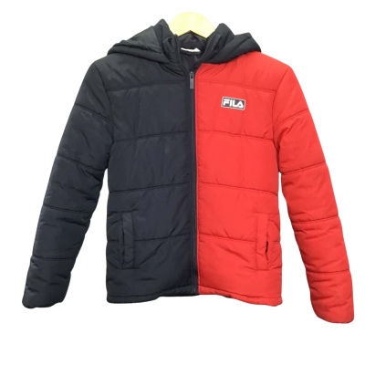 Fila Kids Size 12 Navy Blue & Red Hooded Puffer Jacket
