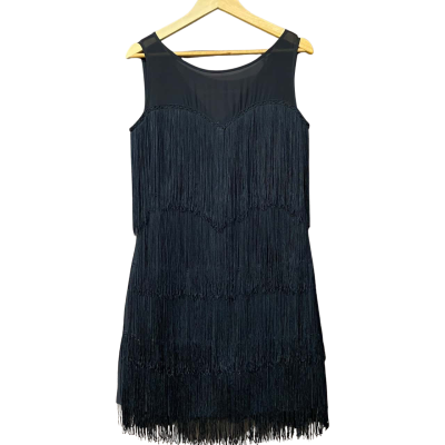 Review Womens Size 10 Black Fringe Party Dress 