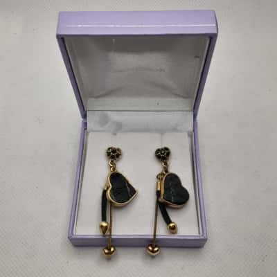 Womens Earrings Black  / Gold 