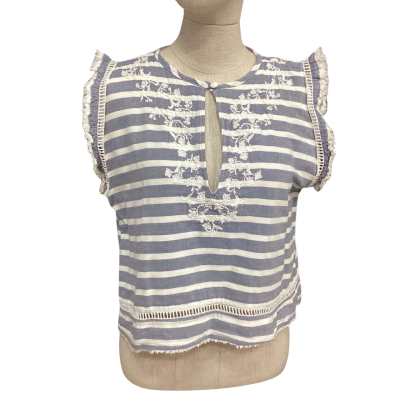 AJE Womens  Size 10 Sleeveless Top Blue / White 