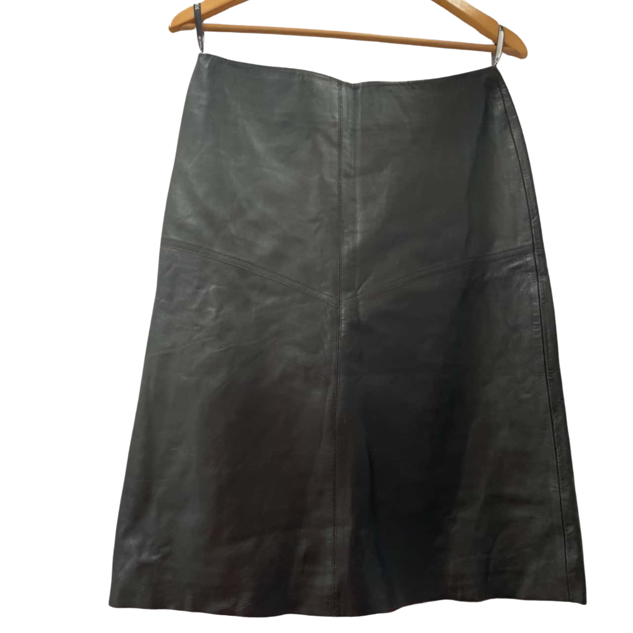 Top Shop Size 12 Leather Black skirt (s)