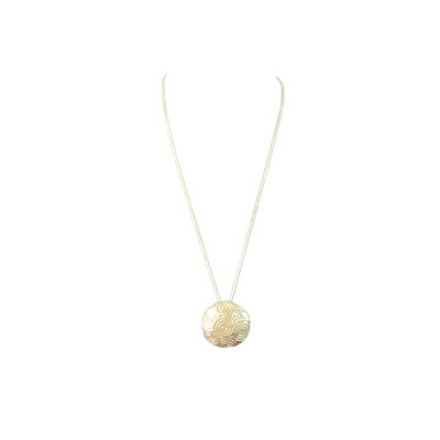 Sterling silver curved disc pendant and chain 12.4 grams 