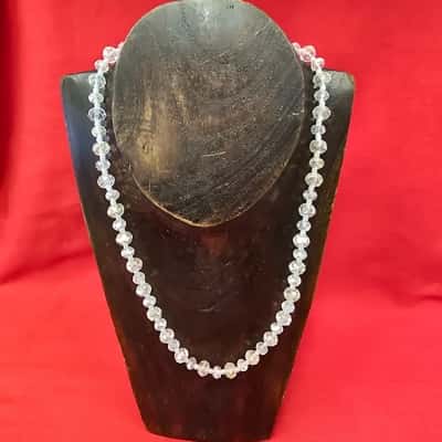  Womens Glass Clear Necklace and Expandable Bracelet.