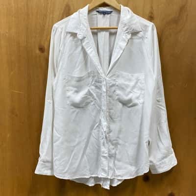 French Connection White Long Sleeve Shirt Size 16