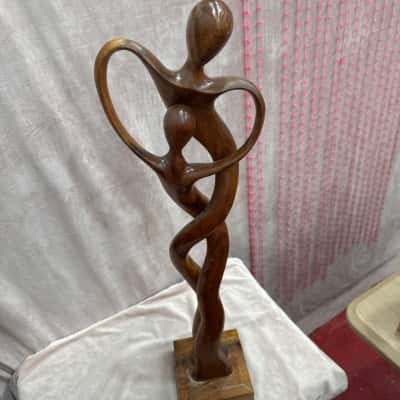 couple hand carved intertwined Wooden Figure 