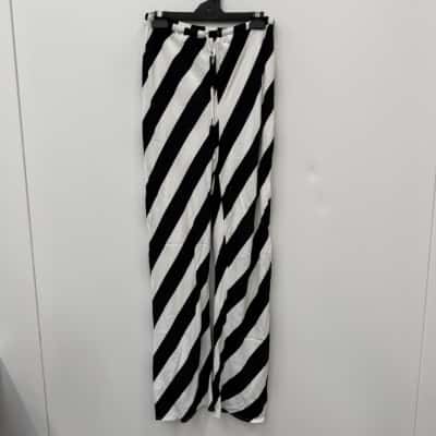 Dissh Black & White Stripe Bias Cut Pants - Size 10 