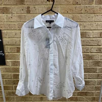 Decjuba Womens Maya embellished shirt white Size 10 