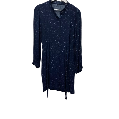 David Lawrence Womens Short Sleeve Dress  Navy Blue with small white stars and dots 