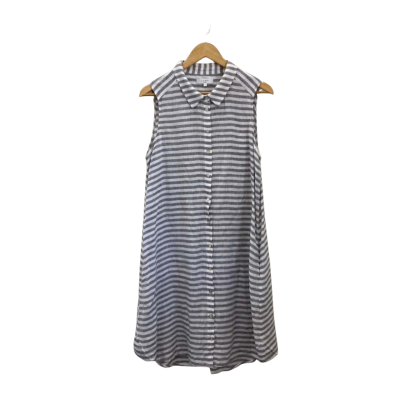 Jump Womens  Size 12 Sleeveless Shirt Dress Grey / Striped / White 