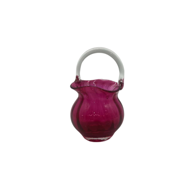 Cranberry Glass Trinket Basket
