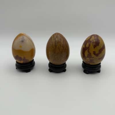 Set of 3 Mookaite Jasper Eggs W/Stands