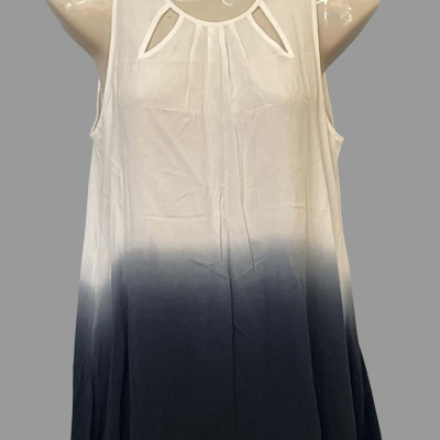 Cue Womens  Size 8 Blouse / Sleeveless Top Blue / White 