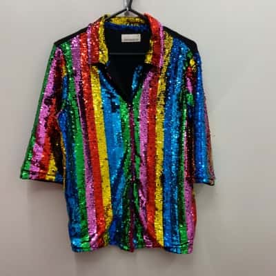 Peter Alexander Unisex  Size S Short Sleeve Shirt Multicoloured Sequin 