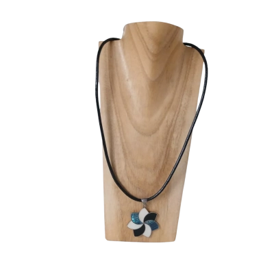 Vintage Flower Pendant on Leather Cord 