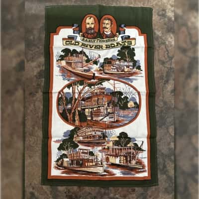 Early Pioneers Old River Boats Tea Towel