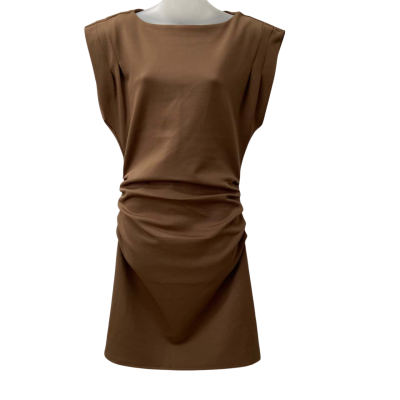 Decjuba Anna Ruched Mini Dress in Carob Colour Size 16