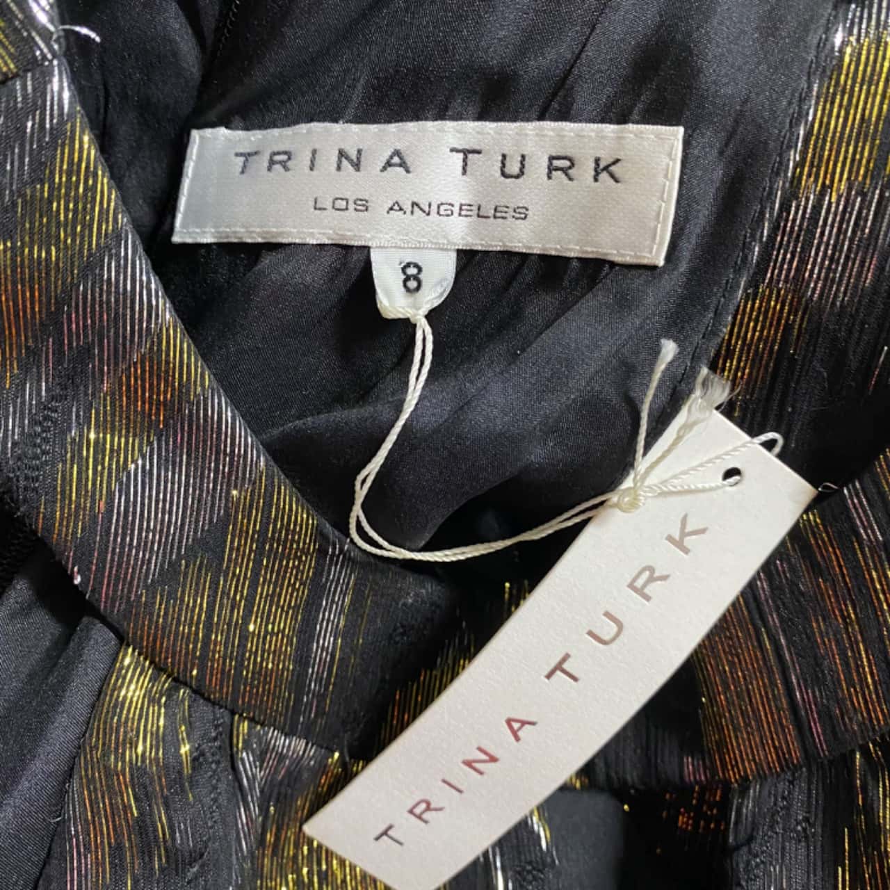 Trina Turk Womens Size 8 Halter Neck Maxi Dress Dress Black / Gold / Silver SILK BNWT(s) Trina Turk Womens Size 8 Halter Neck Maxi Dress Dress Black / Gold / Silver SILK BNWT(s)