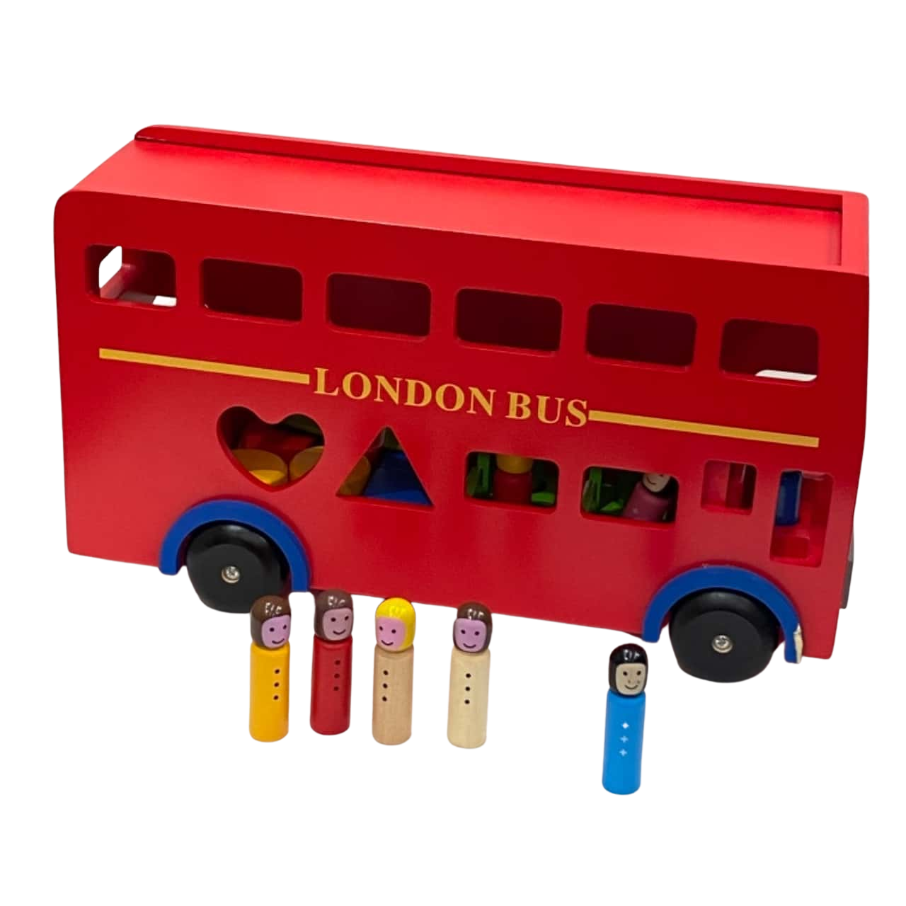 Wooden Double Decker Bus Toy Toddler Educational Play Gift Idea Boy For