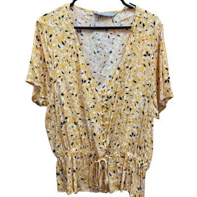 Katies Womens  Size 20 V-Neck Top Black  / Multicoloured / White / Yellow 