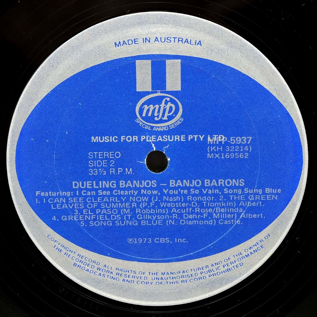 12" Vinyl Record Banjo Barons Dueling Banjos Released 1973