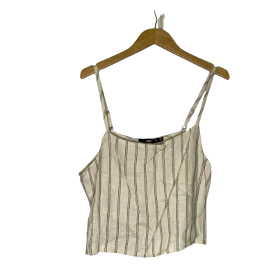 Sportsgirl Womens  Size 16 Cropped Top / Shoestring Strap Top Beige / Blue / Striped 
