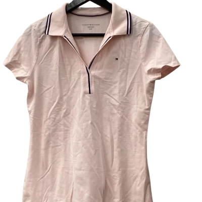 Tommy Hilfiger Womens  Size S Polo Shirt Pink  with navy trim