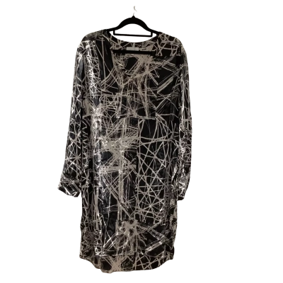 Grace Hill Womens  Size 18 Midi Dress Beige / Black  Silk 