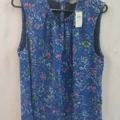 Jacqui-E Womens Size 16 Sleeveless Top Blue / Floral 