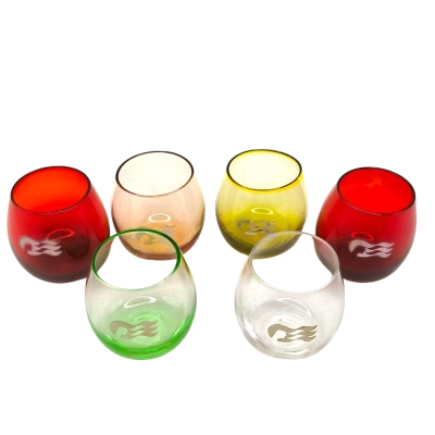 New Still Boxed Set Of 6 Rare 1960’s Princess Cruise Ship Shot Glasses - Vintage 6cm Diameter  (brica shelf)