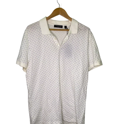 Country Road Mens  Size L Polo Shirt Blue / Polka Dot / White 