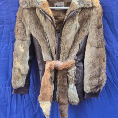  Womens  Size S Hodders Fur Coat Brown 