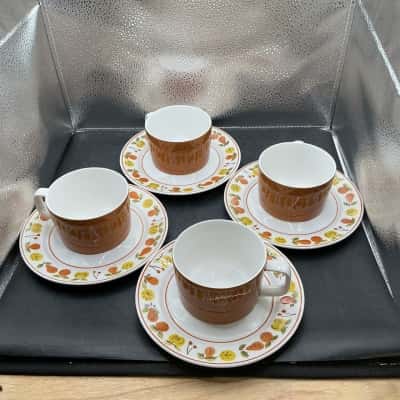 Set of 4 Mikasa Mediterrania Cups and Saucers 