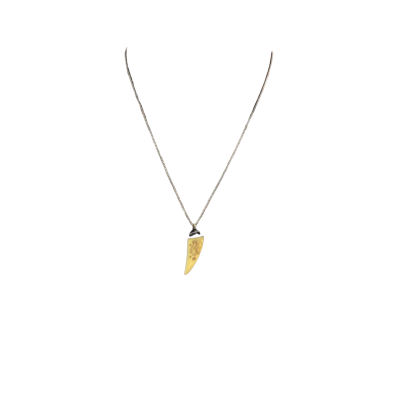  Womens Vintage Necklace Sterling Silver Necklace with Engraved Tooth Pendant (Stamped 925 Italy)