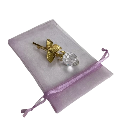 Vintage Swarovski Crystal Memories Gold Plated Crystal Rose Brooch