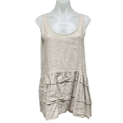 Imagine Womens 100% Linen Size 10 / 12 Sleeveless Top Beige 