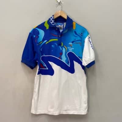 Vintage Bonds Sydney Olympic Games Womens  Size 8 Polo Shirt Blue / White 