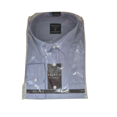 Pelaco Mens  Size 46 Business Shirt Long Sleeve Blue / Striped 