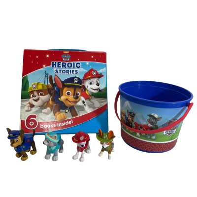 Paw Patrol ‘Heroic Stories’ - 6 Book Boxed Set + 4 Paw Patrol Figurines in a Bucket