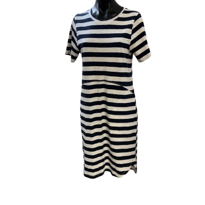 Jeanswest Womens  Size 8 Casual Dress Navy Blue / Pinstriped / White 