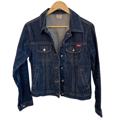 Fiorucci Womens  Size 12 Denim Jacket Navy Blue Vintage