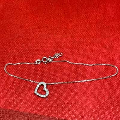  Womens Bracelet Silver 925 stamped with heart charm