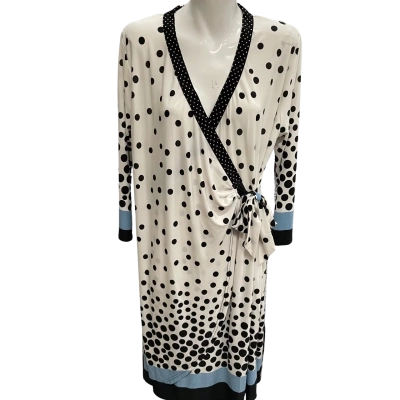 Clarity Womens  Size L Wrap Dress Black  / Polka Dot / White 